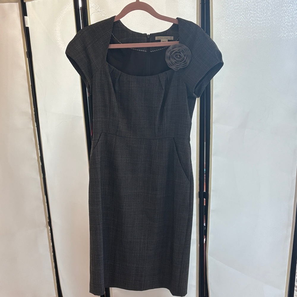 Banana Republic Charcoal Midi Dress with Floral Detail